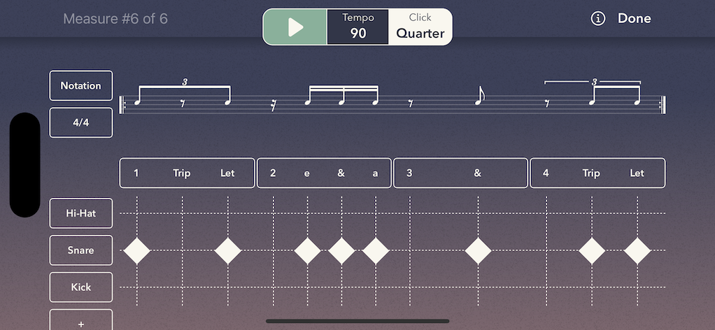 notes and rests are all spaced using mathematical precision even when the subdivisions are different